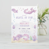 キュートパープルアクソロトル誕生日招待状 招待状 (スタンド正面)