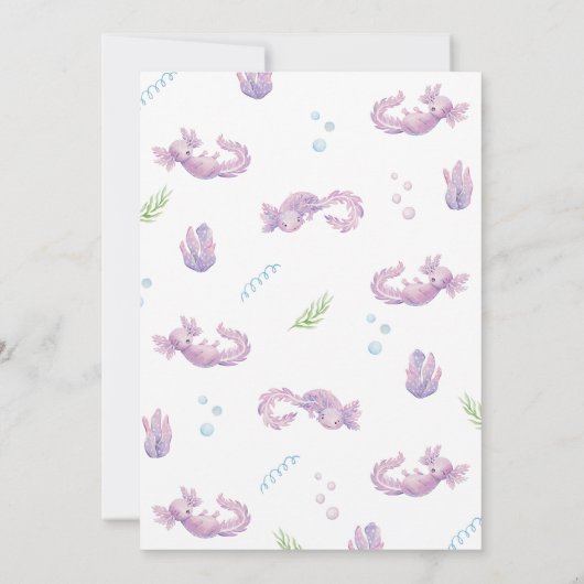 キュートパープルアクソロトル誕生日招待状 招待状 (裏面)