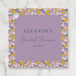 キュートパープルイエローフローラブライダルシャワーカスタム フェイバータグ