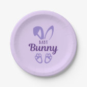 キュートパープルイースターベビーバニーラビット耳ベビー ペーパープレート (正面)