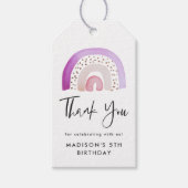 キュートパープルウォーターカラーレインボー誕生日 ギフトタグ (正面)