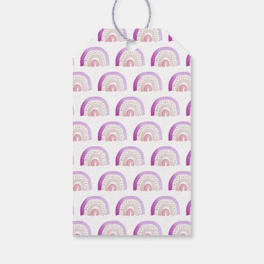キュートパープルウォーターカラーレインボー誕生日 ギフトタグ (裏面)