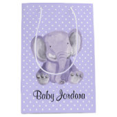 キュートパープルエレファント水玉模様デザイン抱き枕 ミディアムペーパーバッグ (正面)