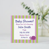 キュートパープルカタツムリベビーシャワー招待状 招待状 (スタンド正面)