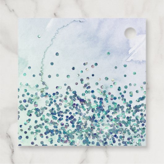 キュートパープルグリーンモダングリッターマーメイド誕生日 フェイバータグ (裏面)