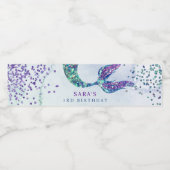 キュートパープルグリーンモダングリッターマーメイド誕生日 ペットボトルラベル (シングルラベル)