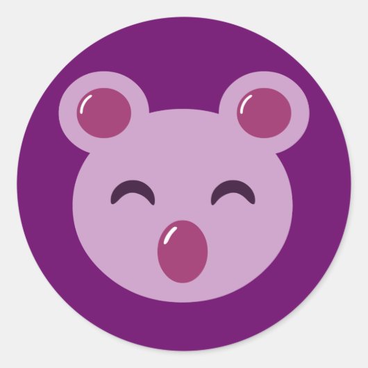 キュートパープルコアラベア ラウンドシール (正面)