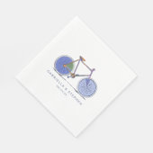 キュートパープルサイクリングラインアートスケッチ パーソナライズされた スタンダードランチョンナプキン (角)