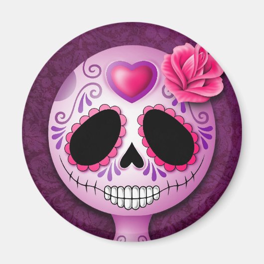 キュートパープルシュガースカル マグネット (正面)