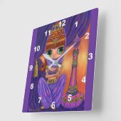 キュートパープルジェニーガールドール魔法ボトル スクエア壁時計 (傾斜)