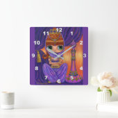 キュートパープルジェニーガールドール魔法ボトル スクエア壁時計 (ホーム)