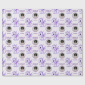 キュートパープルチビ（小さくかわいく書いた感じ）ドラゴンカスタムフォト文字 ラッピングペーパー (フラット)