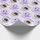 キュートパープルチビ（小さくかわいく書いた感じ）ドラゴンカスタムフォト文字 ラッピングペーパー (角)