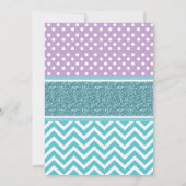 キュートパープルティール(緑がかった色)象招待状ベビーシャワー 招待状 (裏面)