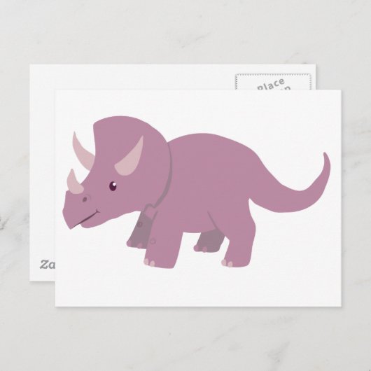 キュートパープルトリケラトプス(ベビートロサウルス) ポストカード (正面/裏面)