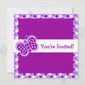 キュートパープルバタフライ&水玉模様誕生日招待状 招待状 (裏面)