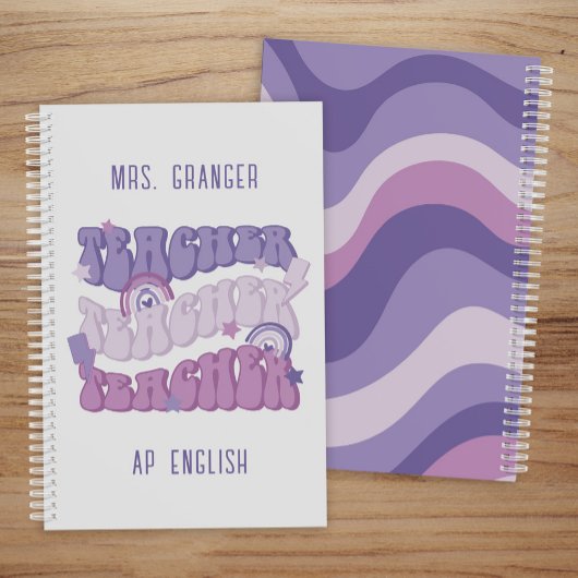 キュートパープルパーソナライズされたレトロ先生 プランナー手帳