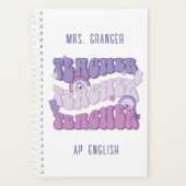 キュートパープルパーソナライズされたレトロ先生 プランナー手帳 (正面)