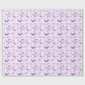 キュートパープルピンクバタフライ子供の誕生日 ラッピングペーパー (フラット)