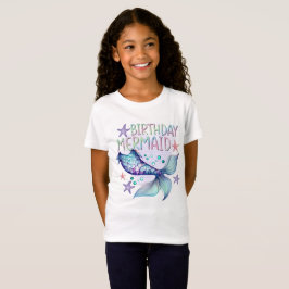 キュートパープルピンクモダングリッターマーメイド誕生日 Tシャツ