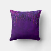 キュートパープルピンクユニコーングリッタードリップスモノグラム クッション (裏面)