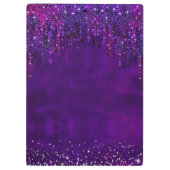 キュートパープルピンクユニコーングリッタードリップスモノグラム クリップボード (裏面)