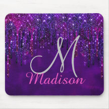 キュートパープルピンクユニコーングリッタードリップスモノグラム