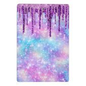 キュートパープルピンクユニコーングリッタードリップスモノグラム ミニクリップボード (裏面)