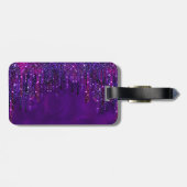キュートパープルピンクユニコーングリッタードリップスモノグラム ラゲッジタグ (裏面横)
