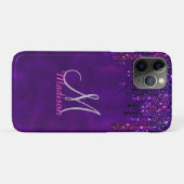 キュートパープルピンクユニコーングリッタードリップスモノグラム Case-Mate iPhoneケース (裏面(横))