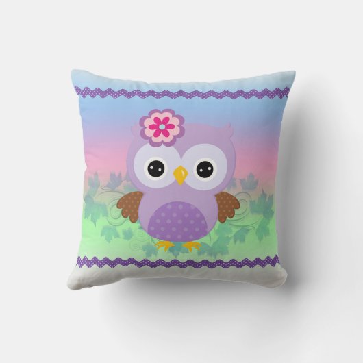 キュートパープルフクロウ装飾用クッション クッション (裏面)