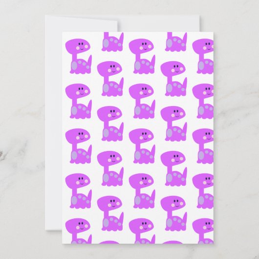 キュートパープルブライト恐竜誕生日招待状 招待状 (裏面)