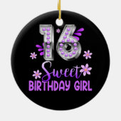 キュートパープルブラックスウィート16スタイルI 16誕生日S セラミックオーナメント (裏面)