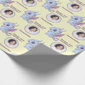 キュートパープルブルーチビ（小さくかわいく書いた感じ）ドラゴンカスタムフォト文字 ラッピングペーパー (角)