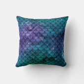 キュートパープルブルーティール（緑がかった色）マーメイドはかりで測 クッション (裏面)