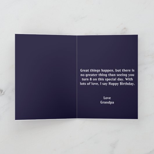 キュートパープルブルー飛んでいるソーサー銀河系8誕生日 カード (内部)