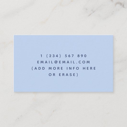 キュートパープルベビーエレファントベイシットテーマブルー 名刺 (裏面)