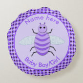 キュートパープルベビービージェンダーリビールニュートラルカスタム ラウンドクッション (裏面)