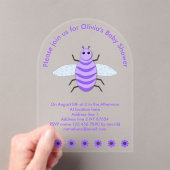 キュートパープルベビービー男女兼用カスタム アクリル招待状 (インサイチュ (ポータブル))