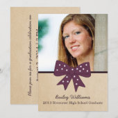 キュートパープルボウ卒業招待状 招待状 (正面/裏面)