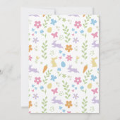 キュートパープルラビットグリーンフローライースターエッグ狩り 招待状 (裏面)