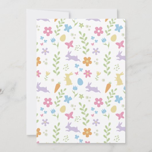 キュートパープルラビットグリーンフローライースターエッグ狩り 招待状 (裏面)