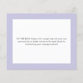 キュートパープルラベンダーハートサンキューカード (裏面)