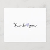 キュートパープルラベンダーハートサンキューカード (正面)