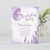 キュートパープルレインボーグリッターフローラユニコーン 招待状 (スタンド正面)