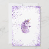キュートパープルレインボーグリッターフローラユニコーン 招待状 (裏面)
