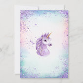 キュートパープルレインボーグリッターフローラユニコーン 招待状 (裏面)