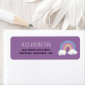 キュートパープルレインボーベビーシャワー差出人住所 ラベル (インサイチュ)