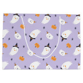 キュートパープル幽霊とカボチャ ラージペーパーバッグ (裏面)