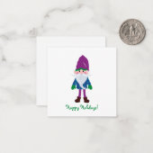 キュートパープル格言ハッピーホリデーズミニクリスマス ノートカード (正面/裏面インサイチュ)